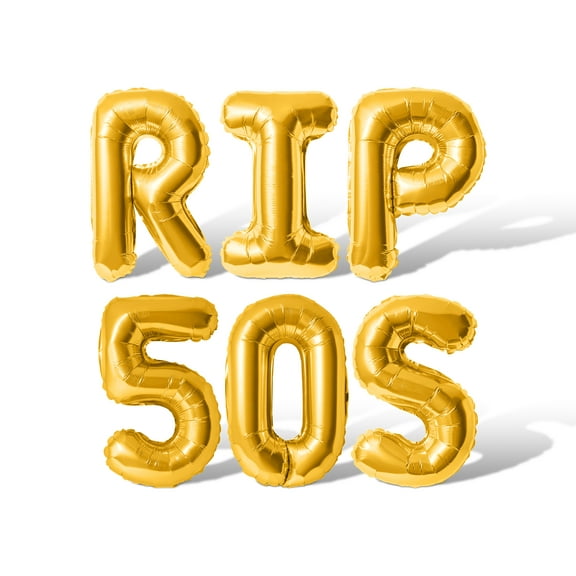 Letter Balloons - RIP 50S 16" Inch Alphabet Letters Foil Mylar Balloon Birthday Party Banner (Gold)