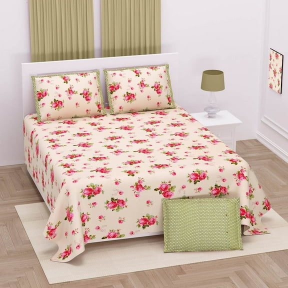 FabricRaja Pure Cotton Floral Print King Size Bedsheet
