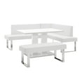 thumbnail image 2 of Armen Living Amanda 3-Piece Rectangular Faux Leather & Metal Dining Set in White, 2 of 8