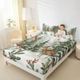thumbnail image 4 of Feelyou Kawaii Winter Deer Queen Sheet Sets for Kids, Christmas Leaf Plant Flat Sheet, Cartoon Jungle Animal Queen Fitted Sheet, Ultra Soft Bedroom Decor, 4 Pieces, 4 of 7