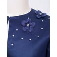 thumbnail image 6 of YEAHDOR Kids Girls Long Sleeves Bolero 3D Applique Flower Girl Dress Coat Fully Liner Cardigan Wedding Shrug Navy Blue 6, 6 of 7