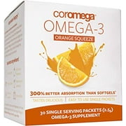 Coromega Omega-3 Squeeze, Tropical Squeeze+D, 30 Single Serving Packets, 2.5 g Each