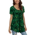 thumbnail image 2 of CATHY Women's 2022 Summer Short Sleeve Pleated Blouse Loose Flowy Tunic Top, 2 of 5