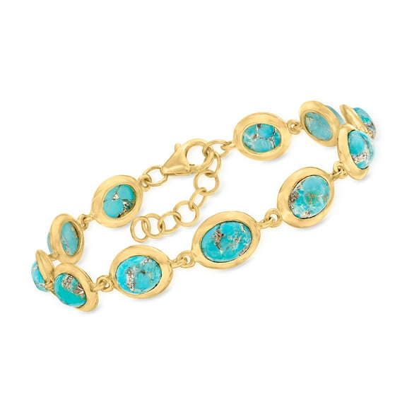 Ross-Simons Turquoise Bracelet in 18kt Gold Over Sterling, Women's, Adult