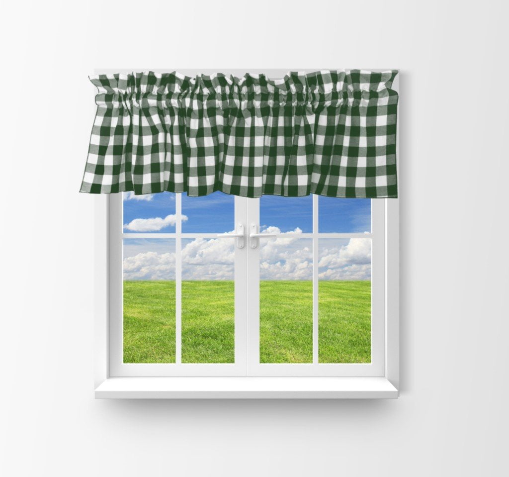 cotton gingham checkered window valance 58 wide hunter green Walmart