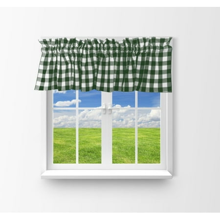 Cotton Gingham Checkered Window Valance 58 Wide Hunter Green