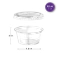 thumbnail image 2 of Berry Bloom 100 Contenedores para Snacks y Salsas Reutilizables, Vasos Souffle de 60ml (2oz) con Tapa, 100 Vasos y 100 Tapas, Vasitos para Gelatina, Fruta, Aderezos y Dulces, Libres de BPA, 2 of 7