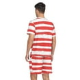 thumbnail image 2 of joogoo Men's Pajama Set Red and White Stripes V-Neck Pj Shorts Set 2 Piece Loungewear Sleepwear M, 2 of 7