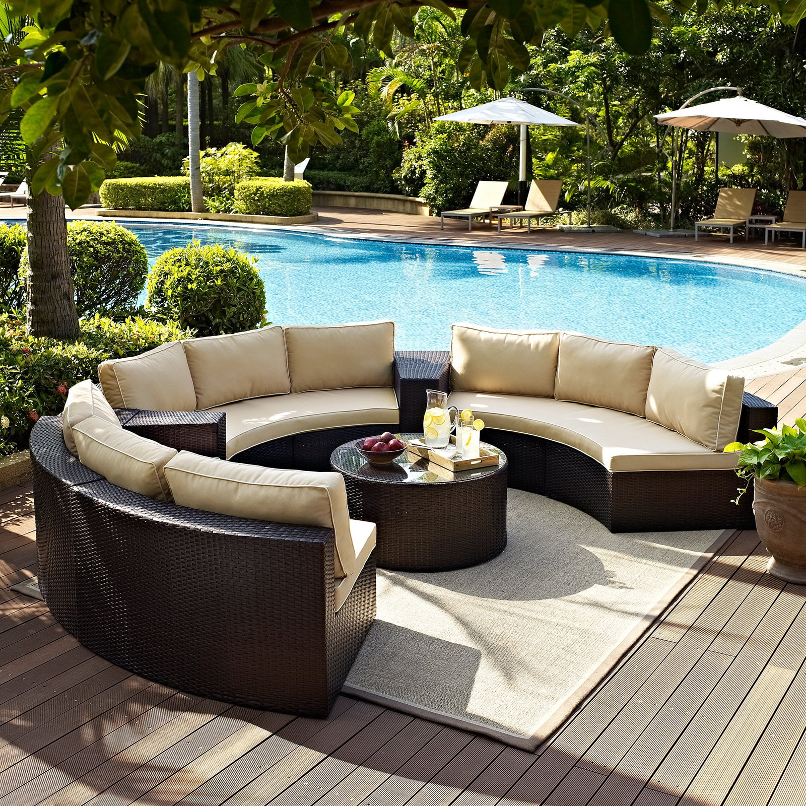 Crosley Catalina 6 Piece Outdoor Wicker Curved Conversation Set Crosley Catalina 6 Piece Outdoor Wicker Curved Conversation Set Com