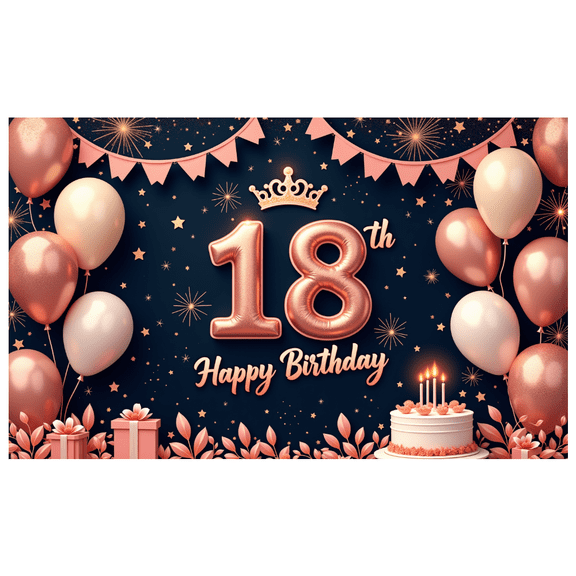 Decorative Design Happy Birthday Banner Balloon Decoration 18th Celebration for Birthday Party Indoor Decoration Photo Shoot