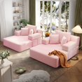 thumbnail image 5 of Oversized Convertible Chaise Lounge 97 Inch Pink Corduroy 2 Seater for Apartment Dorm, 5 of 8