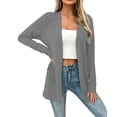 thumbnail image 2 of Women's Long Sleeve Cardigan Sweater, Solid Color Open Front Knit Top, Casual Drapey Cardigan For All Seasons Gray 2Xl, 2 of 7