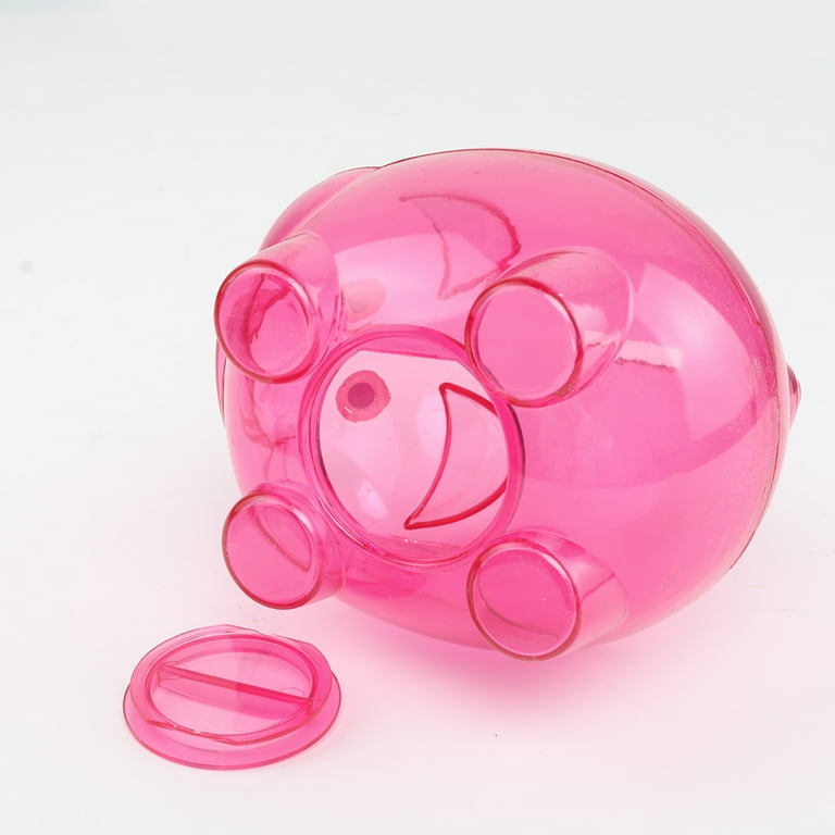 Clear Orange Plastic Piggy Bank Coin Cash Saver Savings Pig Safe Box