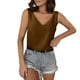 thumbnail image 1 of Camiseta sin mangas de seda satinada con cuello en V para mujer - Blusa básica de tirantes de poliéster para verano con estampado floral, 1 of 6