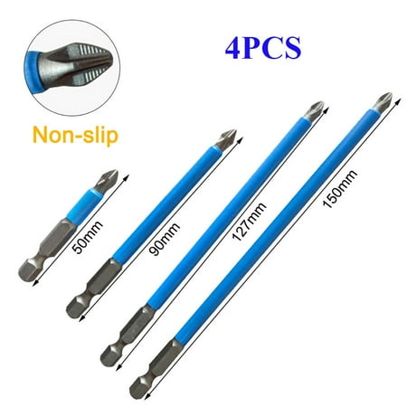 

4pcs Non-Slip 1/4 Hex Shank Magnetic PH2 Long Electric Screwdriver Bits