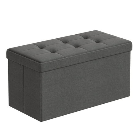 SONGMICS Banc Ottoman de Rangement Pliant 30 Pieds', Coffre de Rangement, Tabouret Repose-Pieds, Gris Ardoise