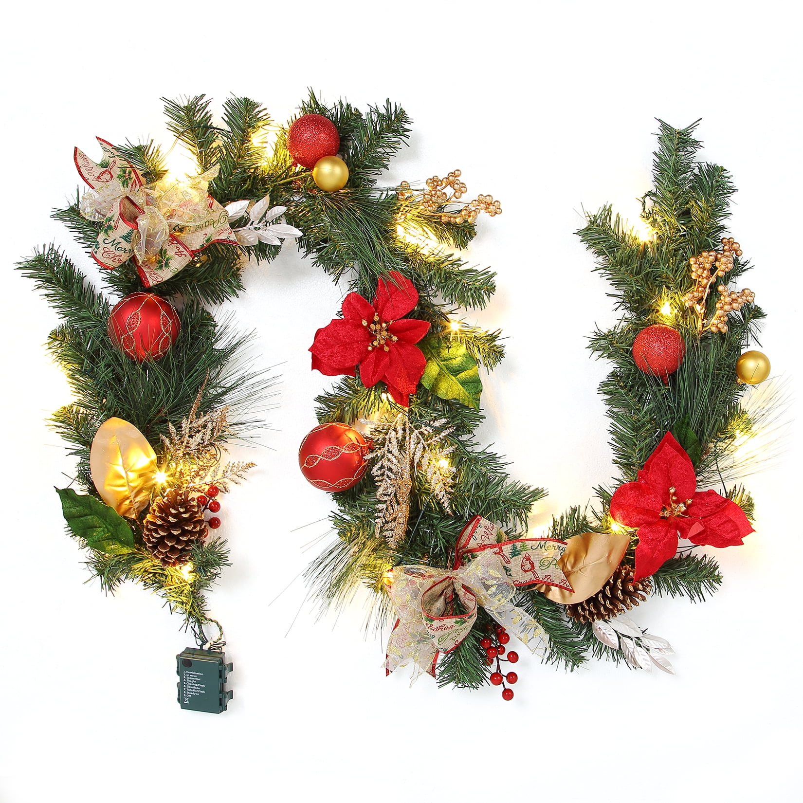 6FT Battery Operated Christmas Garland with Lights