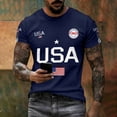 thumbnail image 2 of Glisme 698Th Anniversary Men'S Tops American Flag Letter Print Short Sleeve Crew Neck Shirt Summer Independence Day Comfortable Men T Shirt Size L Navy, 2 of 6