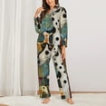 thumbnail image 2 of Vsdgher Abstract Dalmatian Art Pajamas Set Long Sleeve Sleepwear Womens Button Down Nightwear Pj Sets-Small, 2 of 7