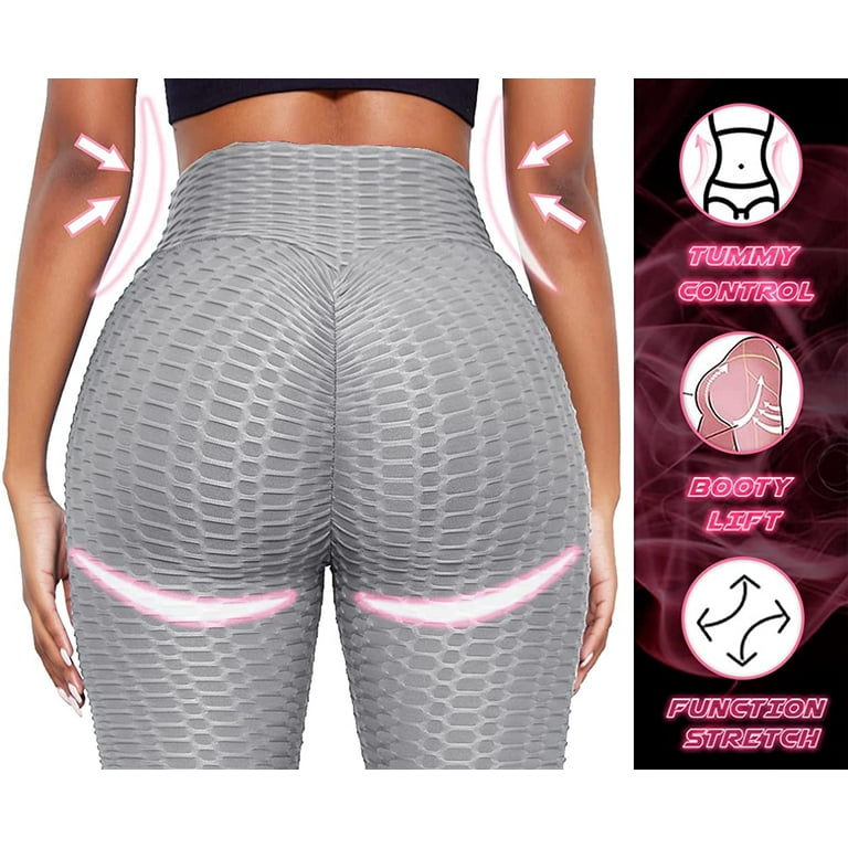 Tummy Control Workout Ruched Butt Lifting Stretchy Leggings, High Waist  Scrunch Booty Yoga Pants for Women Tiktok Leggings (2XL Size, Gray) 