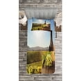 thumbnail image 3 of Ambesonne Wine Quilted Bedspread Set 2 Pcs, Famous Chianti Vineyard, Twin Size, Green Brown Pale Blue, 3 of 3
