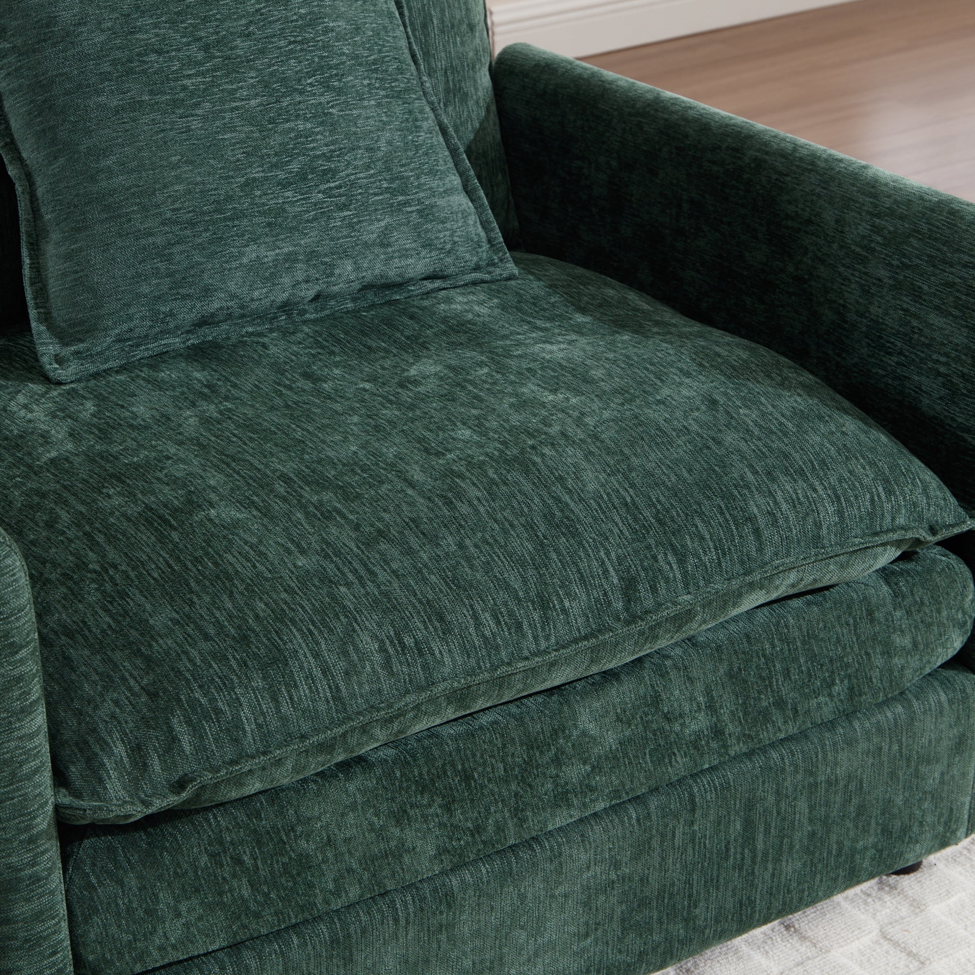 Lunale Oversized Chair with Ottoman, Reading Accent Armchairs for Living Room, Bedroom, Green Chenille