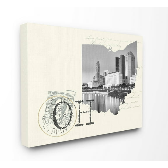 The Stupell Home Decor Ohio Black and White Photograph on Cream Paper Postcard Canvas Wall Art