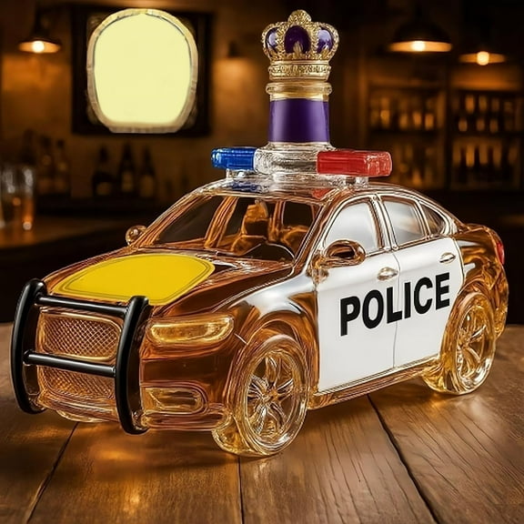 300ML Whiskey Decanter Bottle, Art Statue, Police Car Shaped Whiskey Wine Bottle, 3D Novelty Creative Car Theme Empty Wine Bottles, For Liquor Storage Barware(A)