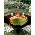thumbnail image 3 of Square Outdoor Tablecloth with Umbrella Hole Tennis Outside Table Cloth Waterproof Patio Table Cover Modern Sport Glowing Ball Black Background Zipper Tablecloths for Picnic Party Camping 54x54 Inch, 3 of 8