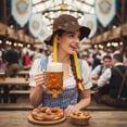 thumbnail image 7 of Byfri Floral Embroidered Oktoberfest Hat with Braids Bavarian Festival Headwear 60cm, 7 of 7