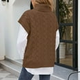 thumbnail image 5 of Utoimkio Women's Turtleneck Sweater Vest Cable Knit Sleeveless Striped Pullover Sweaters Fall Winter Loose Fit Pullover Tops for Women, 5 of 6