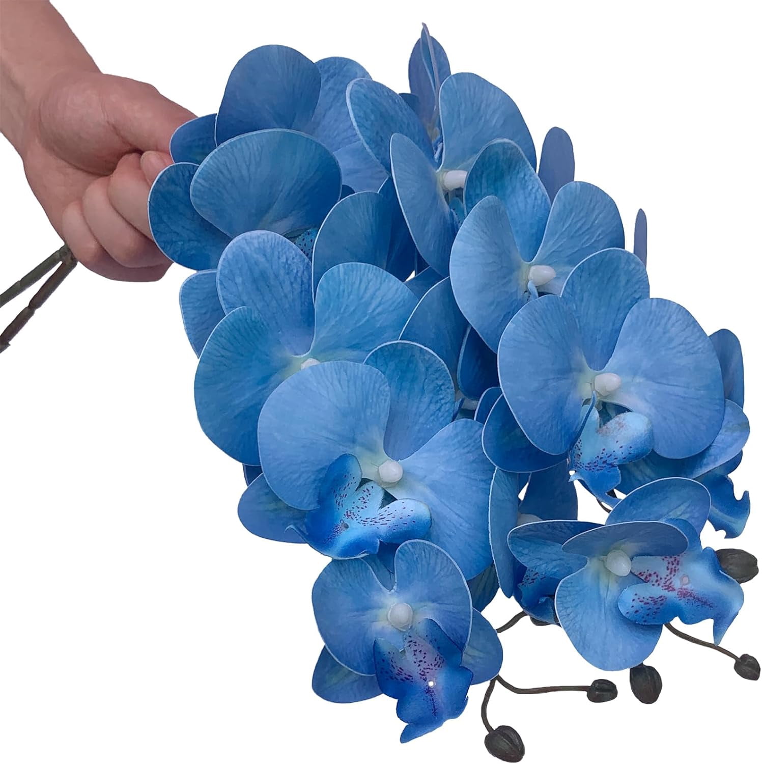 3Artificial Phalaenopsis Flowers with Leaves Artificial Orchid Flowers Stem Plants Fake Butterfly Phalaenopsis Flowers for Home Wedding Party Décor (Yellow)