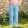 thumbnail image 6 of Jalioing Straight Leg Sweatpants for Girls Solid Color Comfy Athletic Pants Elastic Waist Casual Sport Pants with Pocket, 6 of 8