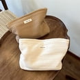 thumbnail image 2 of Bolsa de maquillaje de tela para cosméticos con cierre de lona para mujeres, color blanco, linda coqueta, grande, cartuchera preppy, organizr de aseo, accesorios de viaje, 2 of 4