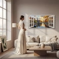 thumbnail image 5 of Open Window Canvas Wall Art - Autumn European Street with River Landscape Paintings, Modern Horizontal Canvas Prints for Living Room Bedroom Home Decor, 5 of 7