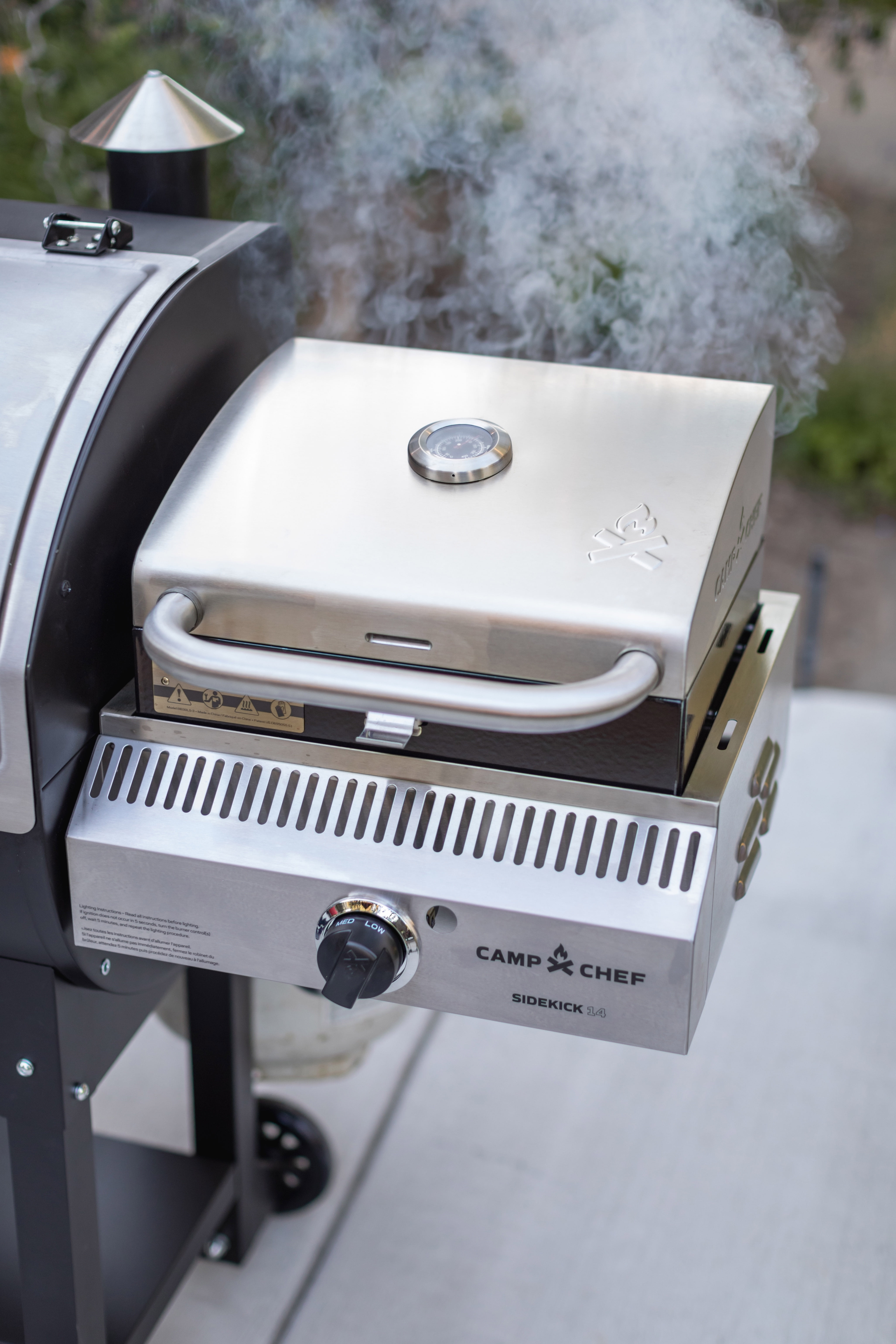 Camp Chef 14 Propane Sidekick Grilling Side Burner with Stainless Barbque Box Model PG14BB