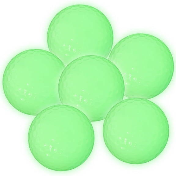 6Pcs Glowing Golf Balls Light up, Green Fluorescence Goff Balls Glow in the Dark for Outdoor Sports, Luminous Golf Balls, Present Gift for Golf Lovers Golfer