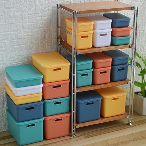 Joernso Storage Box Model Lightweight Convenient to Store Plastic Dollhouse Mini Storage Box with Lid for Micro Landscape