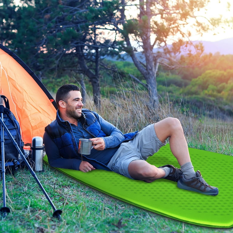 Goplus Inflatable Sleeping Pad Self Inflating Camping Mattress w Carrying Bag Green