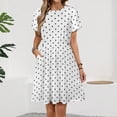 thumbnail image 2 of Black Polka Dots White Background Women's Dress Short Sleeve Summer Sundress Summer Women Clothes, 2 of 7