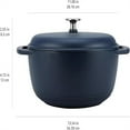 thumbnail image 2 of Cast Iron Dutch Oven Pot with Lid, Enameled, Round, Dual Handles, Heavy-Duty, Medium, 6-Quart, Matte Navy, 2 of 4
