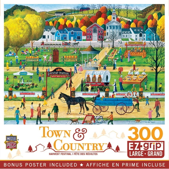 MasterPieces 300 Piece EZ Grip Jigsaw Puzzle - Harvest Festival - Large Pieces for Adults