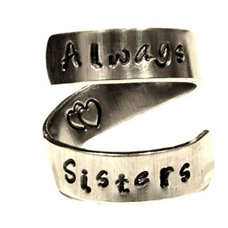 Always Sisters Wrap Twist Ring - Best Friends Ring - Adjustable Aluminum (Best Friend Sister Rings)
