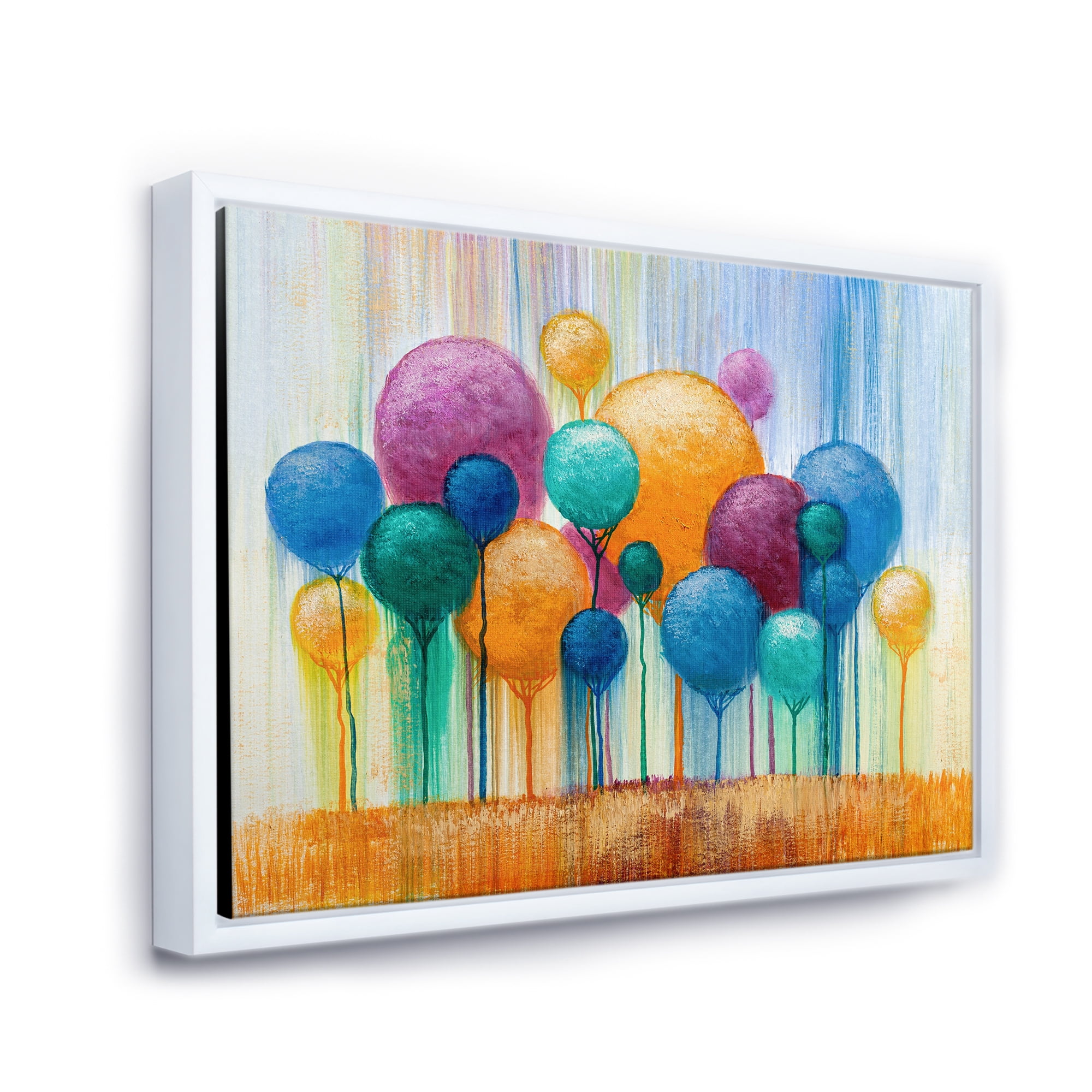 Designart 'Ornamental Colourful Trees IV' Modern Framed Canvas Wall Art Print