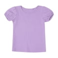 thumbnail image 3 of Miaeowve little Girls Summer Cotton T-shirt Short Puff Sleeve Round Neck Basic Tee Blouse Top Purple 2T, 3 of 5