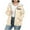 Khaki, variant on Makaor Sweatshirts Jacket for Women Christmas Fleece Hooded Coat Solid Plus Size Zipper Long Sleeve Outerwear Clothes