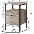 thumbnail image 4 of HOOBRO Nightstands Set of 2 with Charging Station $ USB Ports & Drawers Bedroom Gray BG431BZP201, 4 of 10