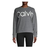 Calvin Klein Performance Women's Logo Cotton-Blend Fleece Sweatshirt, Heather Gray, L