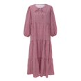 thumbnail image 4 of Gibobby Vestido de verano casual para mujer Vestido de manga de burbuja con estampado geométrico Calle Ropa de mujer de tamaño(Rojo,M), 4 of 5