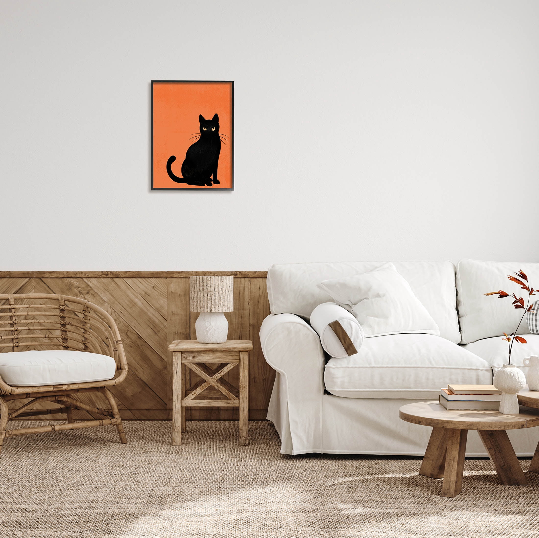 Stupell Industries Bold Black Cat Silhouette Graphic Art Black Framed Art Print Wall Art, Design by Jo Taylor
